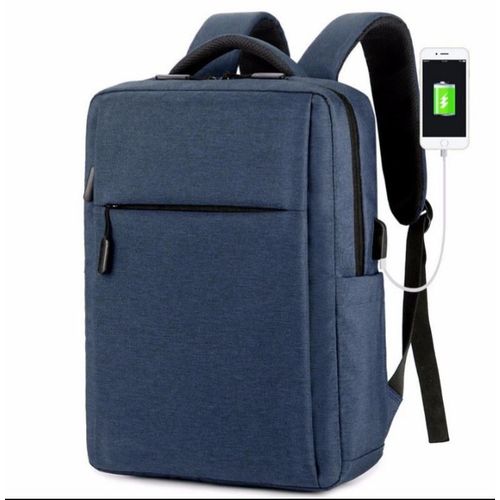 Trendy Blue Laptop Backpack With USB Port For Unisex, For 15.6 Inch Laptops.
