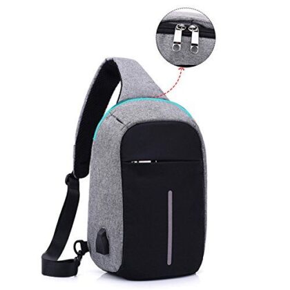 TedGear Bobby Sling Anti Theft Backpack, Chest Bag, Single Shoulder Strap Bag With USB Charging Port-Grey