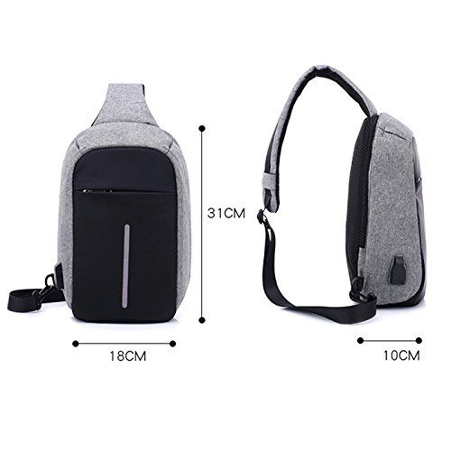 TedGear Bobby Sling Anti Theft Backpack, Chest Bag, Single Shoulder Strap Bag With USB Charging Port-Grey - Image 3